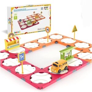 EverPlay 60PCS Race Car Track Building Blocks Playset, STEM Educational Toy